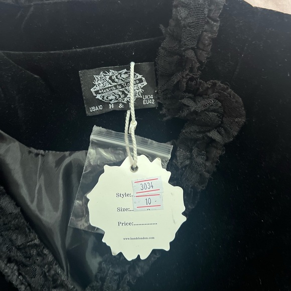 Black Velvet Victorian Jacket with Ruffle Details - Picture 6 of 7